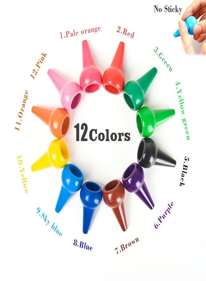 LECAMEBOR Finger Crayons for Toddlers, Non-Toxic Crayon for Kids Washable Palm-Grip Crayons 12 Colors Paint Crayon Sticks Stackable Toys for Boys and Girls - Image 3